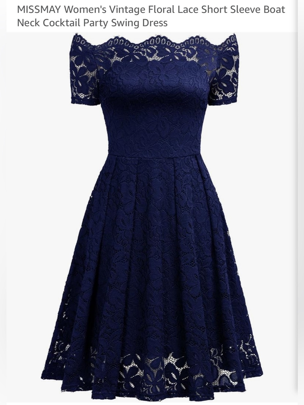 Navy Lace Midi Swing Dress